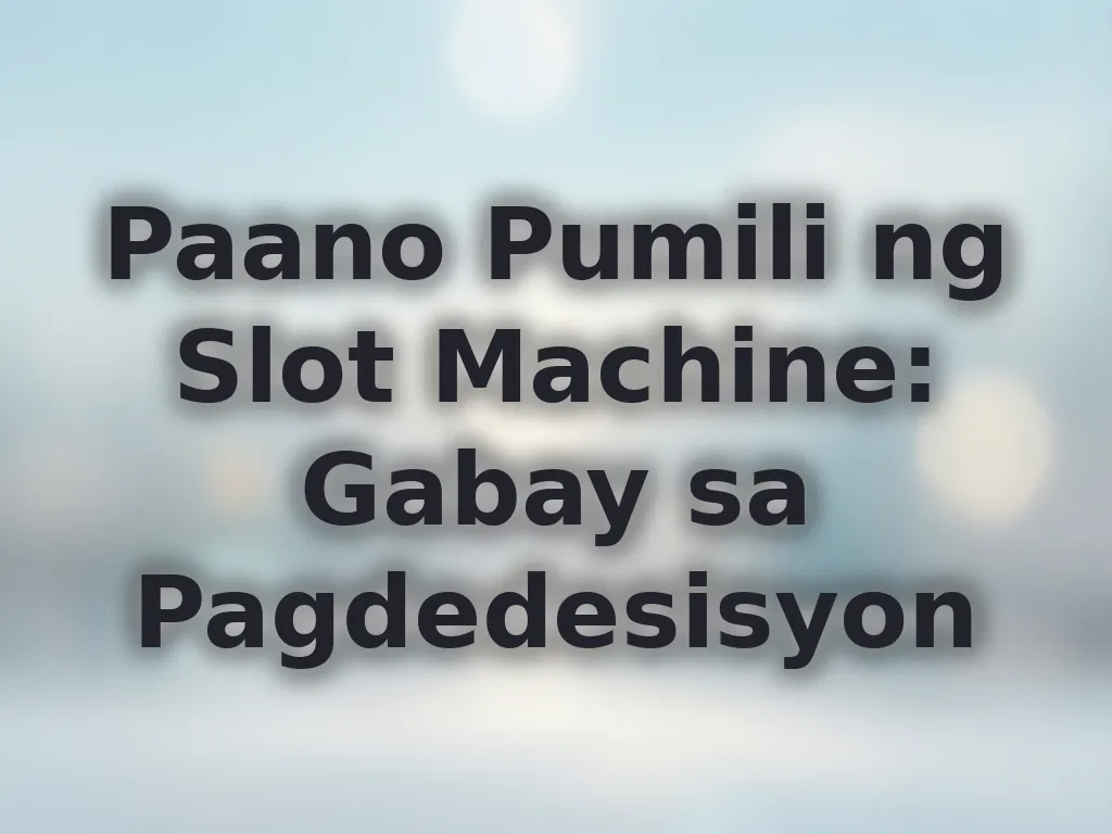Paano Pumili ng Slot Machine: Gabay sa Pagdedesisyon